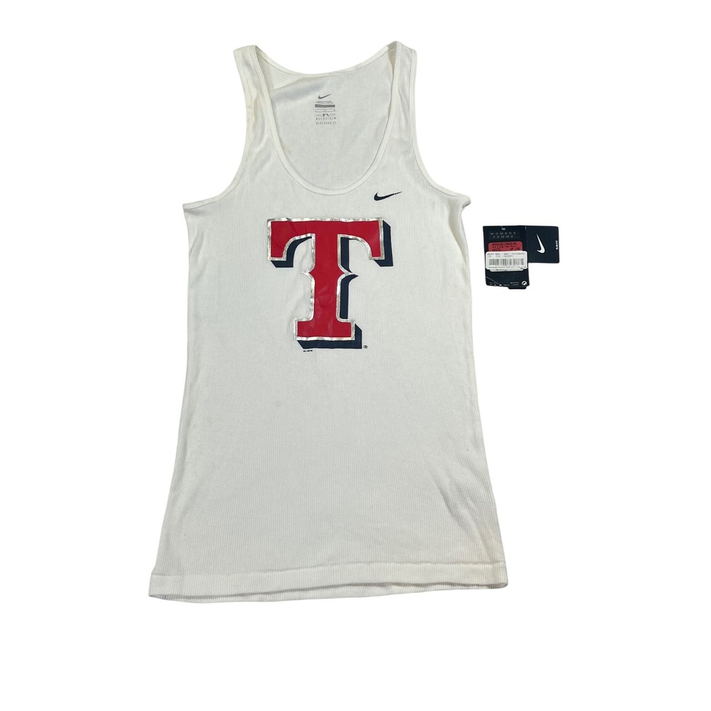 Nike Texas Rangers Tank Top Womens Large White Ribbed MLB Baseball SP13BOV
